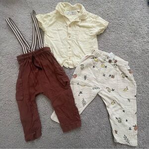 Zara Toddler Boy Overalls Lemon Bundle Out Fit Size 12-18m
